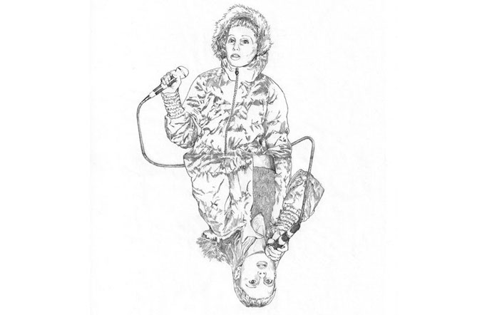 Girl singing illustration in pencil by Sam Marsh